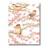 Прекрасни птици на гранки на цветни бадеми за сликање на бадеми платно уметничко печатење