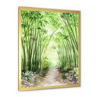 Дизајн на „Малиот пат низ бамбус шума“ Традиционално врамен уметнички принт