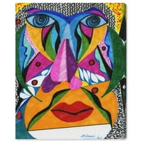 Студио Винвуд Студио Апстрактна wallидна уметност Платно ги отпечати „Мануел Роман“ - Текстури на лицето - портокалово, сино