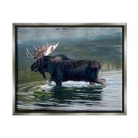 Stuple Industries Moose Lake lakples Splashing Animal & Insects сликарство сив пловиј врамен уметнички печатен wallид уметност