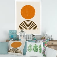 DesignArt 'Апстракт минимално виножито и портокалово сонце I' модерен врамен уметнички принт