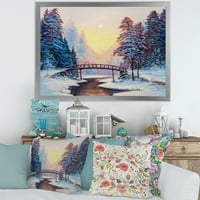 ДИЗАЈНАРТ „Снег покриен пејзаж и Малиот мост“ Традиционалниот врамен уметнички принт