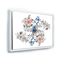 ДИЗАЈНАРТ „Пинк и сини диви цвеќиња“ Традиционално врамено платно wallидно печатење