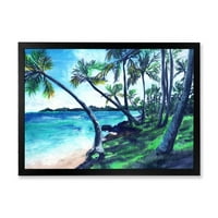 DesignArt 'Тропска плажа во летниот рај со наутички и крајбрежен уметнички принт на палмите на палмите