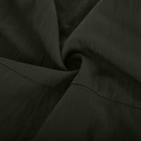Хонеладиј скок шорцеви за жени со цврста боја памучна постелнина копче Обични летни шорцеви со џеб