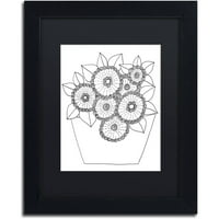 Трговска марка ликовна уметност цвеќиња во тенџере платно уметност од kcdoodleart црна мат, црна рамка