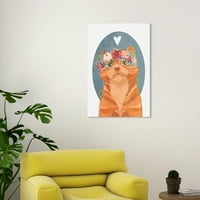 Wynwood Studio Canvas Floral Cat Portreate Animals Cats and Kithities Wall Art Canvas Print портокалово светло портокалово 20x30
