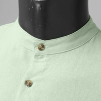 машки кошули Машки Летни Памучни Ленени Цврсти Секојдневни Плус Големина Лабава Кошула Машки Штанд Јака Кошула Со Кратки Ракави