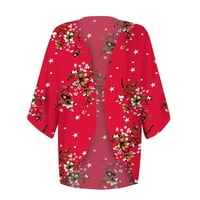 Puawkoer Кардиган Кимоно За Жени Плус SizeStreet Каузална Мода кимоно женски врвови 2xl Црвено
