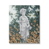 СТУПЕЛ ИНДУСТРИИ ГРАДОБОВНА ГРАДЕНА WЕНА Статуа опкружена цветна цветна галерија за сликање завиткано платно печатење wallидна уметност, дизајн од холихокс уметнос