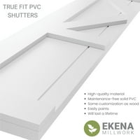 Ekena Millwork 12 W 30 H True Fit PVC Center X-Board Farmhouse Fixed Mount Sulters, Thermal Green