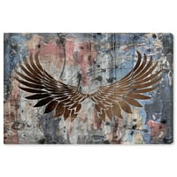 Wynwood Studio Canvas Skyward Wings Fashion and Glam Wings Wall Art Canvas Print Bronze Bopper 36x24